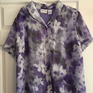 Alfred Dunner Floral Button Up Blouse